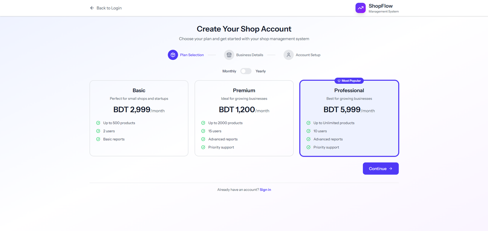 ShopFlow system screenshot